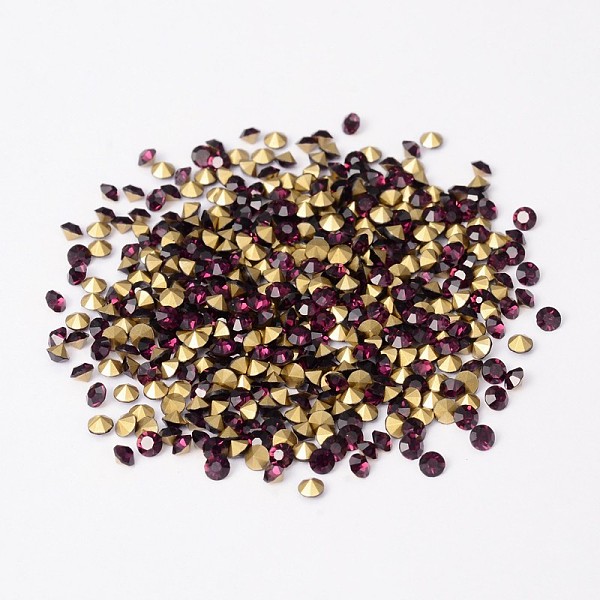 

PandaHall Back Plated Grade A Diamond Glass Pointed Rhinestone, Amethyst, 3.8~3.9mm, about 1440pcs/bag Glass Rhinestone Diamond Purple