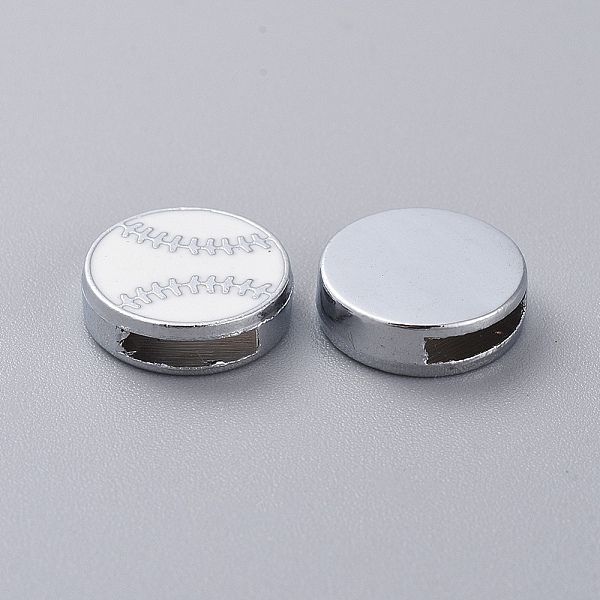 

PandaHall Zinc Alloy Slide Charms, with Enamel, Baseball, Platinum, White, 11~12.5x3.5~4mm, Hole: 1.5x7.5mm Alloy+Enamel Sports White