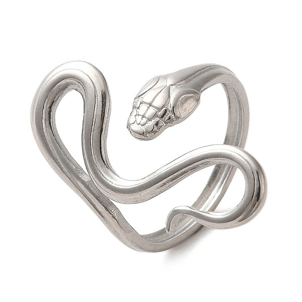 

PandaHall 304 Stainless Steel Open Cuff Ring, Snake Shape, Stainless Steel Color, US Size 6 3/4(17.1mm) 304 Stainless Steel Snake