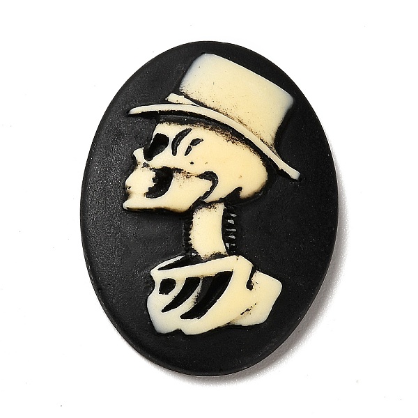 

PandaHall Halloween Opaque Resin Cabochons, Oval with Skull, Black, 39x29x7mm Resin Oval Black