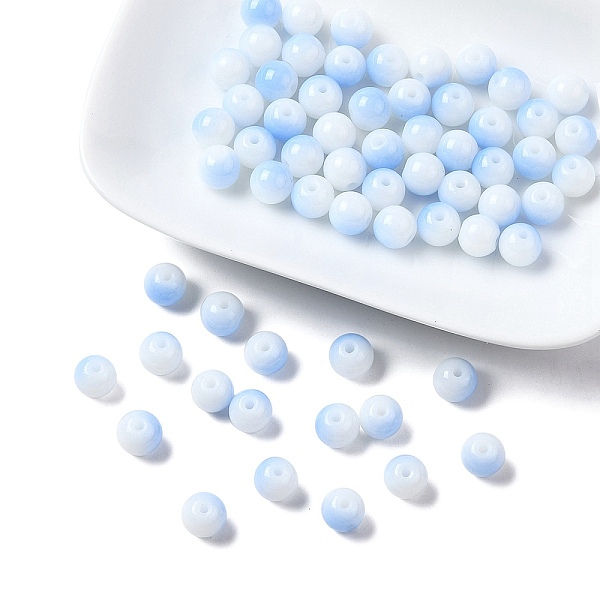 

PandaHall Two Tone Opaque Baking Painted Glass Beads Strands, Round, Cornflower Blue, 8x7mm, Hole: 1.2mm, about 100~102pcs/strand...