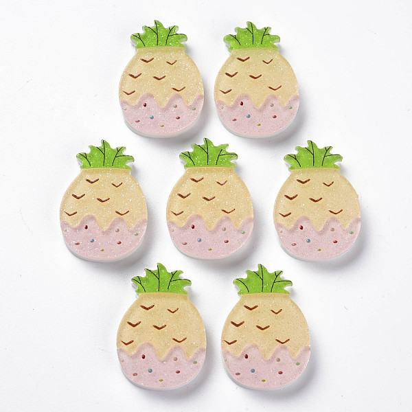 

PandaHall Cellulose Acetate(Resin) Cabochons, with Glitter Powder, Pineapple, Champagne Yellow, 28x19.5x4mm Cellulose Acetate Fruit