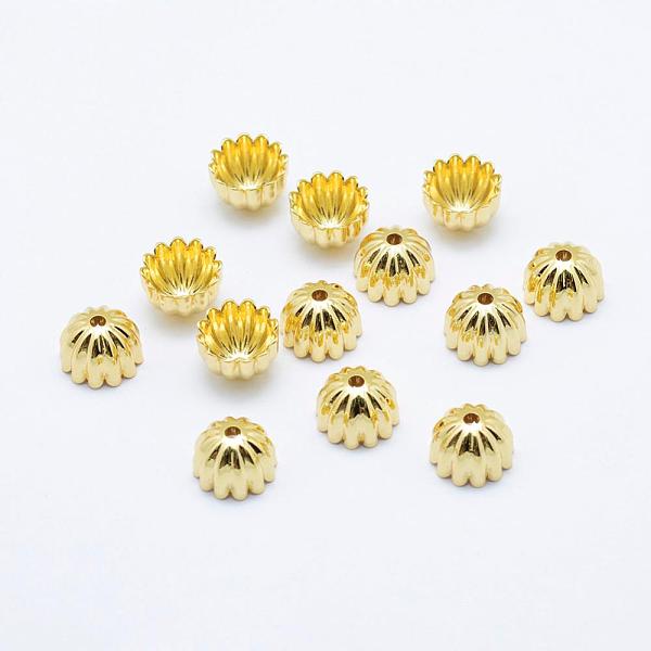 

PandaHall Brass Bead Caps, Real 18K Gold Plated, Cadmium Free & Nickel Free & Lead Free, Golden, 9x6mm, Hole: 1.5mm Brass