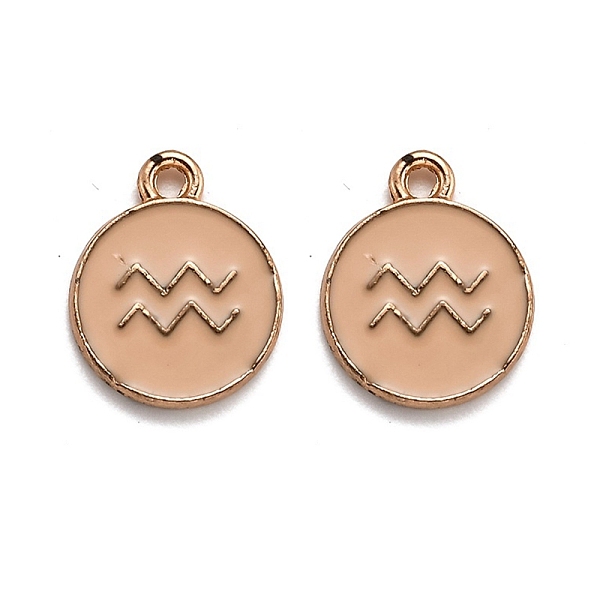 

PandaHall Alloy Enamel Pendants, Flat Round with Constellation/Zodiac Sign, Golden, Aquarius, 15x12x2mm, Hole: 1.5mm Alloy+Enamel Aquarius