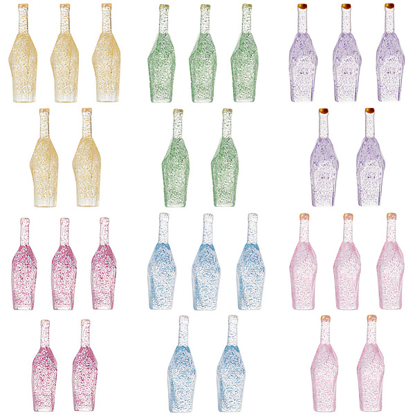 

PandaHall Gorgecraft 30Pcs 6 Colors Transparent Resin Bottle Cabochons, Faceted Cabochon with Glitter Powder, DIY for Phone Case & Earrings..., Multicolor