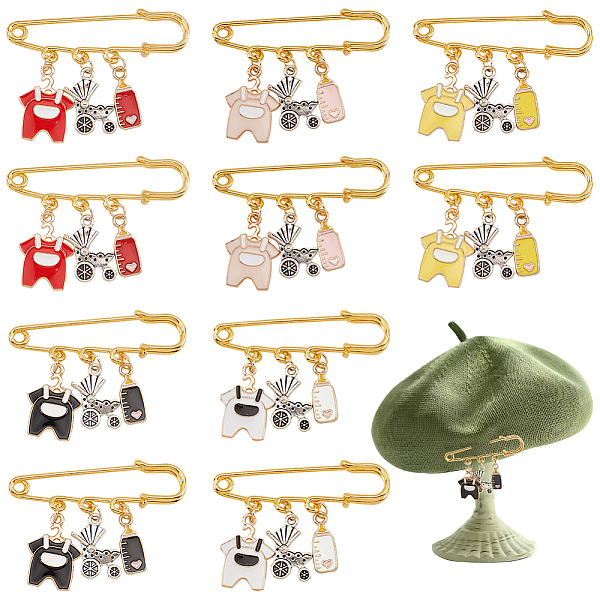 

PandaHall PH 10Pcs 5 Color Safety Brooches Sweater Shawl Clip with Milk Bottle Golden Neckline Brooches for Women Clothing Dress Decoration..., Multicolor