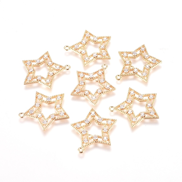 

PandaHall Brass Micro Pave Cubic Zirconia Pendants, Star, Clear, Real 18K Gold Plated, 21x20x2mm, Hole: 1.2mm Brass+Cubic Zirconia Star...