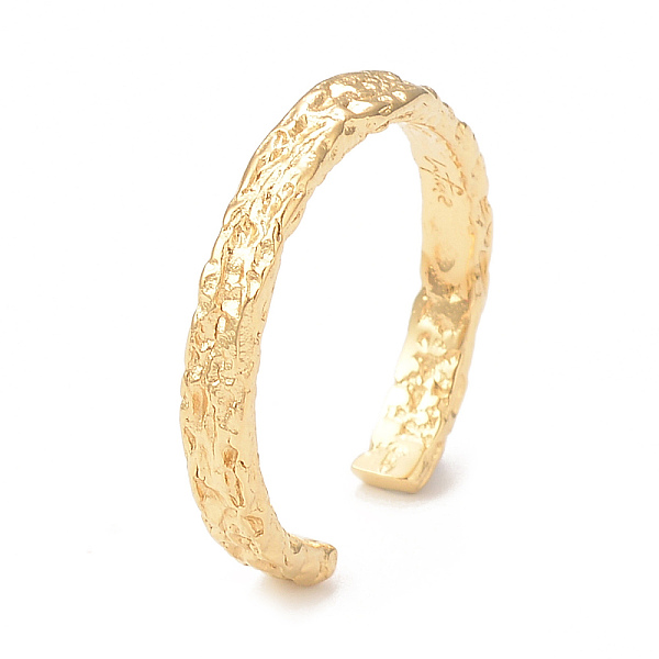 

PandaHall Ion Plating(IP) 304 Stainless Steel Textured Open Cuff Ring for Women, Real 14K Gold Plated, Inner Diameter: 17mm 304 Stainless...