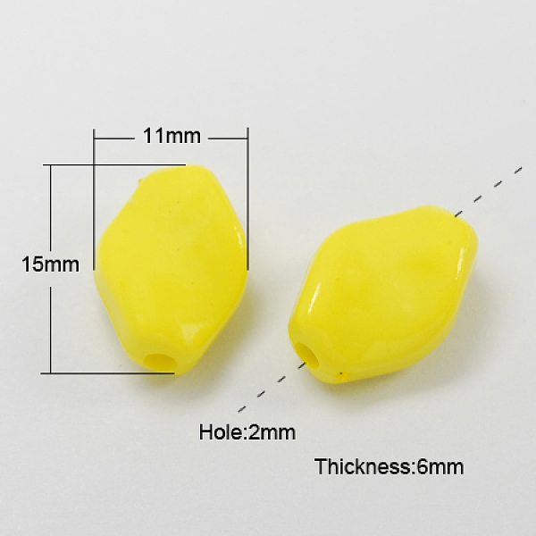 

PandaHall Opaque Acrylic Beads, Twist Rhombus, Gold, 15x11x6mm, Hole: 2mm, about 875pcs/500g Acrylic Twist Gold