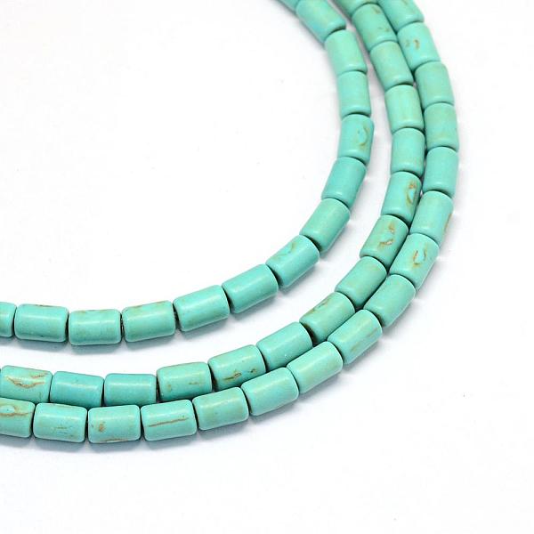 

PandaHall Synthetic Turquoise Bead Strands, Dyed, Column, Turquoise, 6.5x4~4.5mm, Hole: 1mm, about 63pcs/strand, 15.9 inch Synthetic..., Green