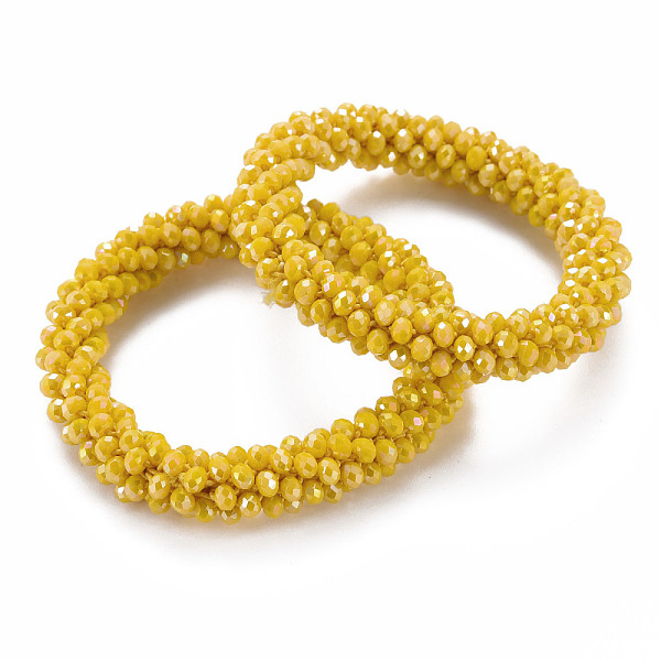 

PandaHall AB Color Plated Faceted Opaque Glass Beads Stretch Bracelets, Womens Fashion Handmade Jewelry, Gold, Inner Diameter: 1-3/4 inch...