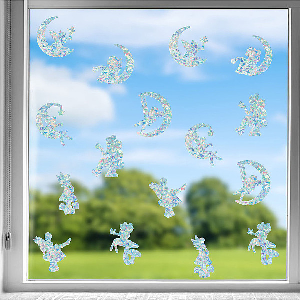 

PandaHall 16 Sheets 4 Styles Waterproof PVC Colored Laser Stained Window Film Static Stickers, Electrostatic Window Decals, Angel & Fairy...
