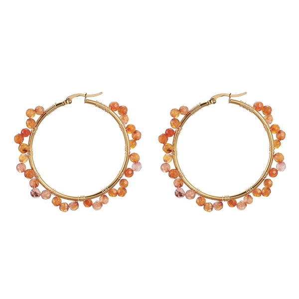 

PandaHall 201 Stainless Steel Hoop Earrings, with Natural Agate and Cardboard Box, Ring, 52x4mm Natural Agate Ring