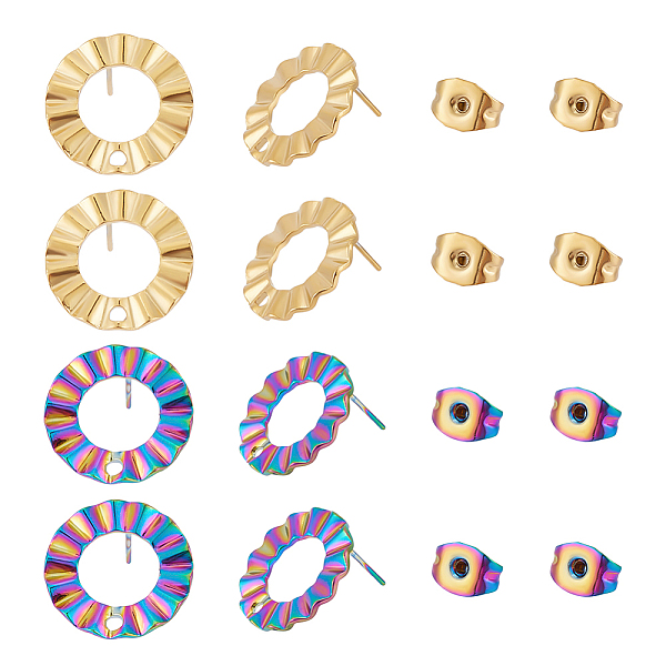 

PandaHall Unicraftale 12Pcs 3 Colors 304 Stainless Steel Stud Earring Finding, Ring, Mixed Color, 18mm, Hole: 1.6mm, Pin: 0.8mm, 4Pcs/color...