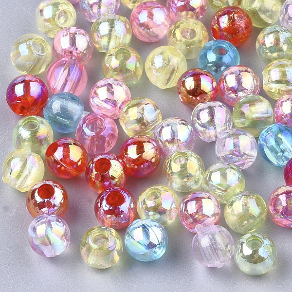 

PandaHall Transparent Plastic Beads, AB Color Plated, Round, Mixed Color, 4mm, Hole: 1.4mm, 10000pcs/250g Plastic Round Multicolor