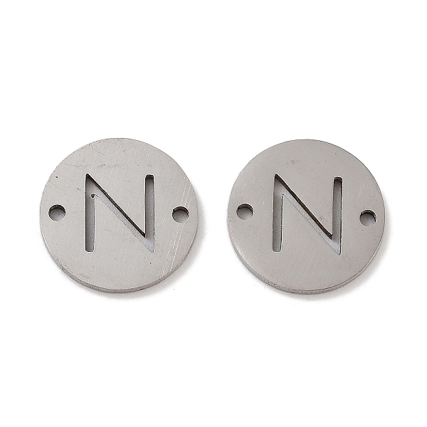 

PandaHall 201 Stainless Steel Hollow Flat Round Links, Letter Connector Charms, Stainless Steel Color, Letter N, 12x1mm, Hole: 1.2mm 201...