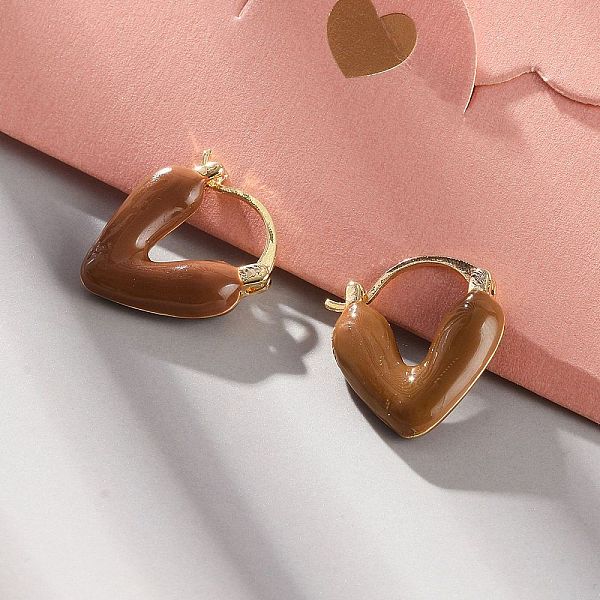 Brass Heart Hoop Ea… - image