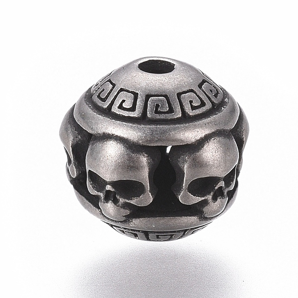 

PandaHall 316 Surgical Stainless Steel Beads, Rondelle Skull, Antique Silver, 11x10mm, Hole: 1.8mm 316 Surgical Stainless Steel Rondelle