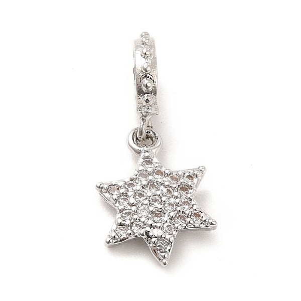 

PandaHall Rack Plating Brass Micro Pave Cubic Zirconia European Dangle Charms, Large Hole Pendants, Star of David Charm, Long-Lasting Plated..., Clear
