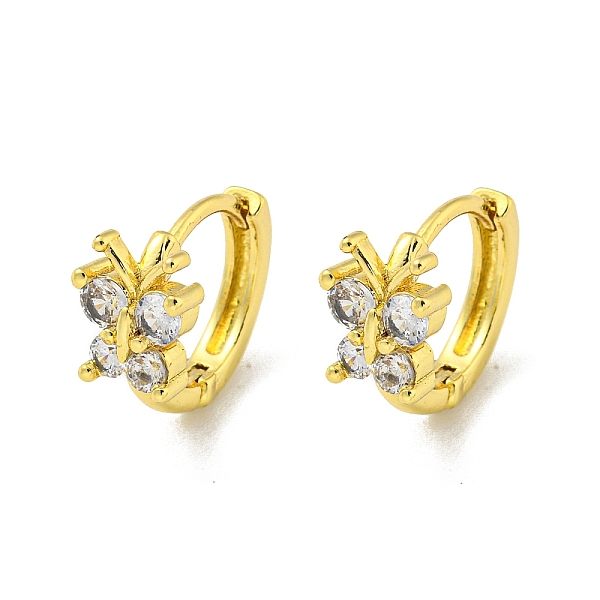 

PandaHall Brass Micro Pave Cubic Zirconia Hoop Earring, Real 18K Gold Plated, Butterfly, Clear, 13.5x7.5mm Brass Butterfly Clear
