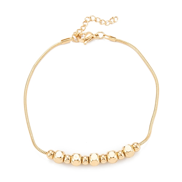 

PandaHall Vacuum Plating 304 Stainless Steel Beaded Bracelets, Round, Faceted, Golden, 7-1/8 inch(18cm) 304 Stainless Steel