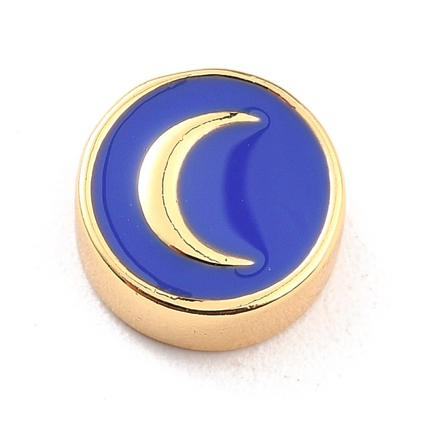

PandaHall Brass Enamel Beads, Real 18K Gold Plated, Long-Lasting Plated, Cadmium Free & Lead Free, Flat Round with Moon Pattern, Medium Blue...