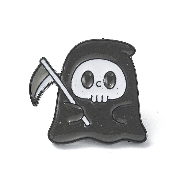 

PandaHall Halloween Theme Alloy Brooches, Enamel Pins, Skull, 22x23x1.8mm Alloy+Enamel Skull Black