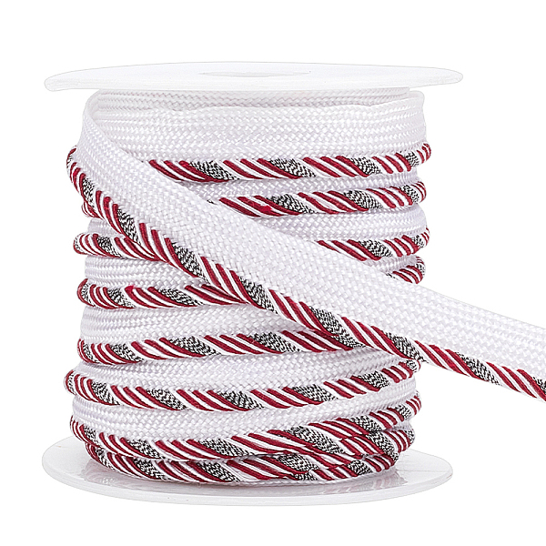 

PandaHall BENECREAT 10 Yards Twisted Lip Cord Trim, 3/8 inch Dark Red and White Polyester Edge Piping Trim Cord with Diagonal Stripe for...