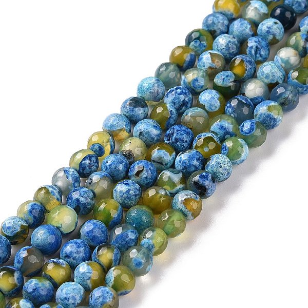 

PandaHall Natural Weathered Agate Faceted Round Beads Strands, Dyed, Grade A, Olive, 6mm, Hole: 1mm, about 61pcs/strand, 15 inch Weathered..., Green