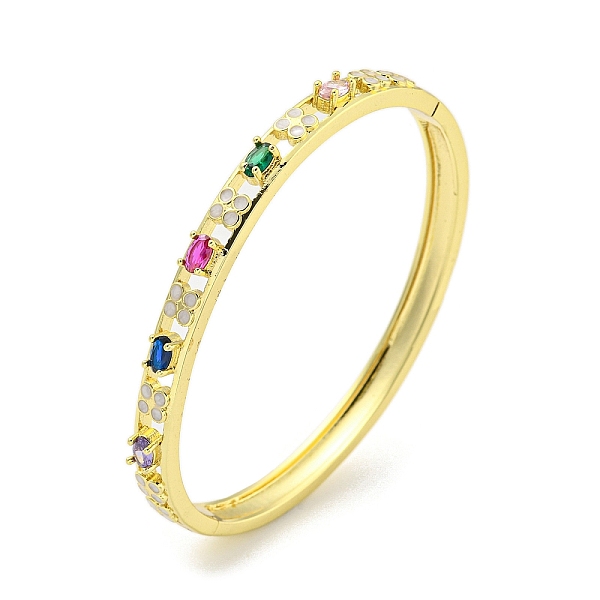 

PandaHall Brass Enamel Hollow Hinged Bangles, Colorful Glass Oval Bangles for Women, Real 18K Gold Plated, Inner Diameter: 2-1/8 x 2-3/8...