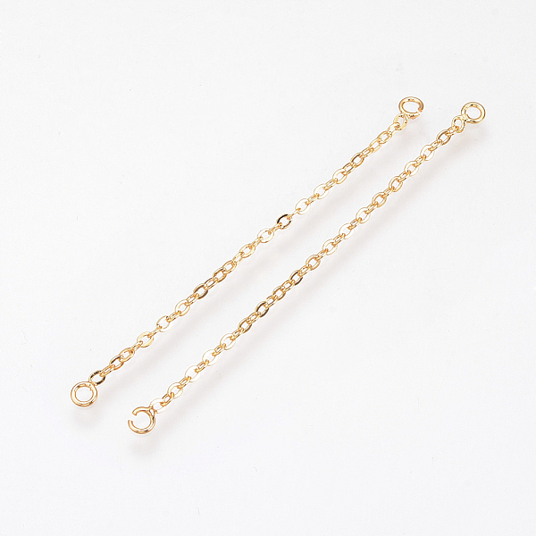 

PandaHall Brass Chain Links connectors, Nickel Free, Real 18K Gold Plated, 75x3x1mm, Hole: 1.5mm Brass Others