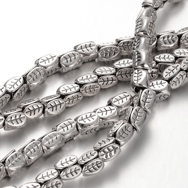 

PandaHall Leaf Tibetan Style Alloy Beads Strands, Lead Free & Nickel Free & Cadmium Free, 7x5.5mm, Hole: 3mm, about 34pcs/Strand Alloy Leaf