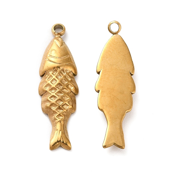 

PandaHall Ion Plating(IP) 304 Stainless Steel Pendants, Fish Charm, Golden, 23x7x2.5mm, Hole: 1.5mm 304 Stainless Steel Fish