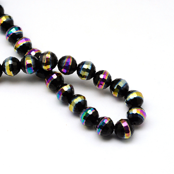 

PandaHall Electroplate Glass Beads Strands, Faceted Round, Black, 10x9.5mm, Hole: 1.5mm, about 32pcs/strand, 11.97 inch(30.4cm) Glass Round...