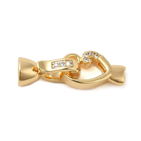 

PandaHall Brass Micro Pave Clear Cubic Zirconia Fold Over Clasps, Heart, Real 18K Gold Plated, Heart: 12x8x2.5mm, Inner Diameter: 1mm;...