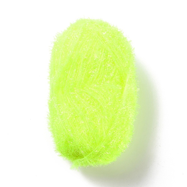 PandaHall Polyester Crochet Yarn, Sparkling Scrubby Yarn, for Dish Scrubbies, Dishcloth, Decorating Crafts Knitting, Pale Green, 10~13x0.5mm...