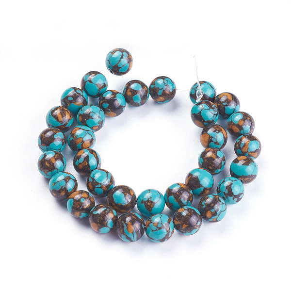 

PandaHall Synthetic Bronzite Beads Strands, Dyed, Round, 8mm, Hole: 1.2mm, about 33pcs/strand, 9.4~9.6 inch(24~24.5cm) Bronzite Round Green
