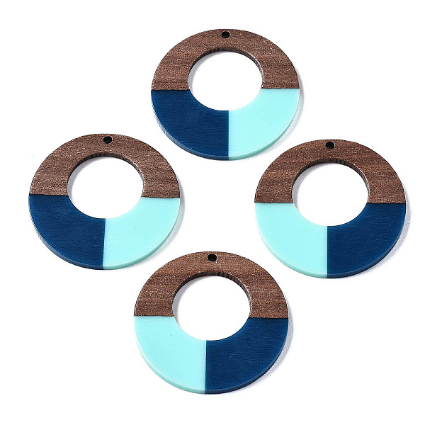 

PandaHall Resin & Walnut Wood Pendants, Ring, Pale Turquoise, 38x3mm, Hole: 2mm Resin+Wood Ring