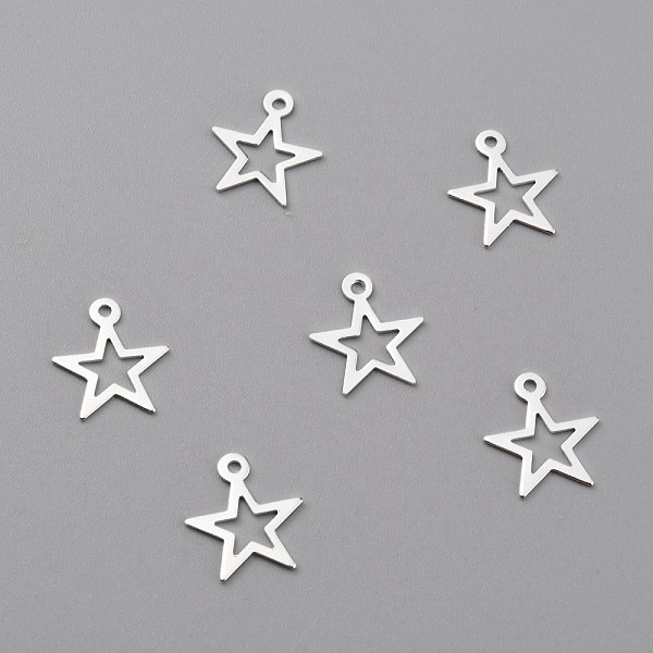 

PandaHall Brass Charms, Hollow Star, Mixed Color, 10.5x9.5x0.3mm, Hole: 1mm Brass Star