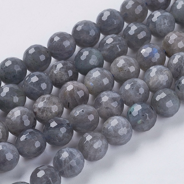 

PandaHall Natural Labradorite Beads Strands, Faceted, Round, Gray, 4mm, Hole: 1mm, about 90pcs/strand, 15.8 inch Larvikite Round Gray