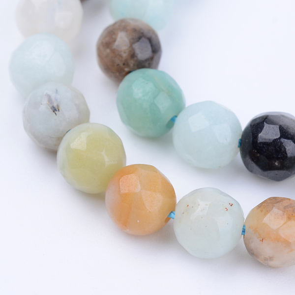 

PandaHall Natural Flower Amazonite Beads Strands, Round, Faceted, 8~8.5mm, Hole: 1mm, about 47pcs/strand, 15.5 inch Flower Amazonite Round
