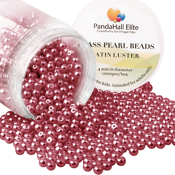 

PandaHall Round Glass Pearls, 4 - 4.5 mm, Hole Size: 0.7 mm, glass, red, 4mm Glass Round Red