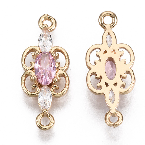 

PandaHall Brass Micro Pave Cubic Zirconia Links Connectors, with Glass, Long-Lasting Plated, Light Gold, Butterfly, Pink, 17.5x7x3mm, Hole...