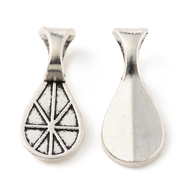 

PandaHall Alloy Glue-on Flat Pad Bails, Teardrop Pendant Bails, Antique Silver & Silver, 16x7x1~4mm, Hole: 4.5x3mm Alloy