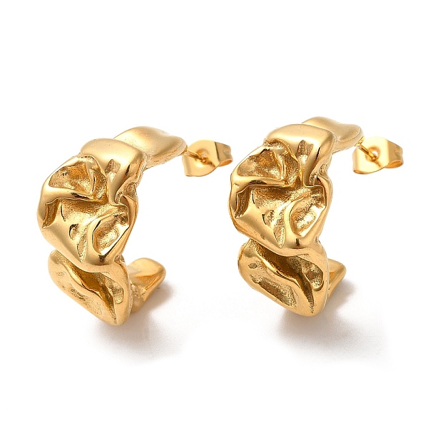 

PandaHall Ion Plating(IP) 304 Stainless Steel Twist Stud Earrings, Real 18K Gold Plated, 23.5x11.5mm 304 Stainless Steel Twist