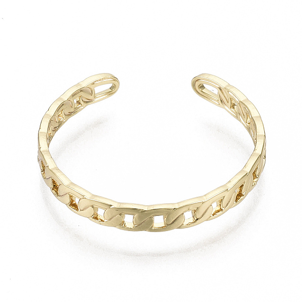 

PandaHall Brass Cuff Finger Rings, Open Rings, Nickel Free, Curb Chain Shape, Real 18K Gold Plated, Size 9, Inner Diameter: 19mm Brass