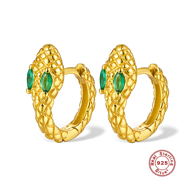 

PandaHall Snake Shape Real 18K Gold Plated 925 Sterling Sliver Micro Pave Cubic Zirconia Hoop Earrings, Green, 14x12mm Sterling Silver Snake...