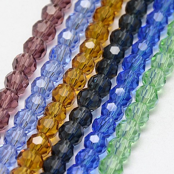 

PandaHall Eco-Friendly Faceted Glass Round Bead Strands, Mixed Color, 8mm, Hole: 1mm, about 72pcs/strand, 22.6 inch Glass Round Multicolor