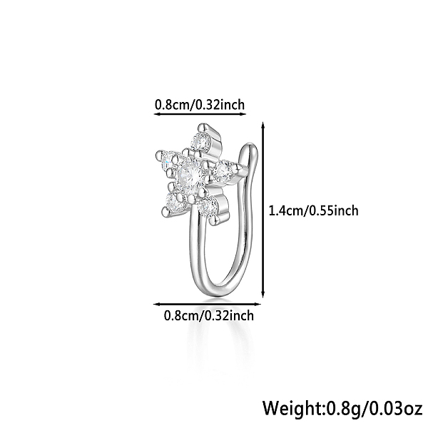 925 Sterling Silver Pave Clear Cubic Zirconia Nose Rings