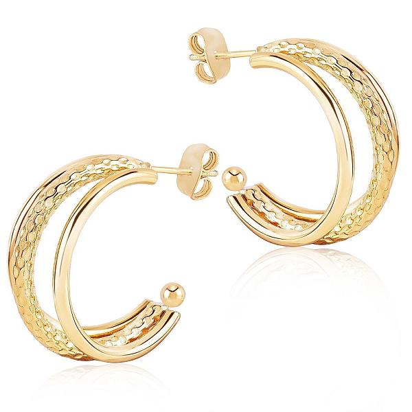 

PandaHall Titanium Steel Triple Line Claw Stud Earrings for Women, Golden, 24x22.5x11.5mm, Pin: 0.7mm Titanium Steel Arch